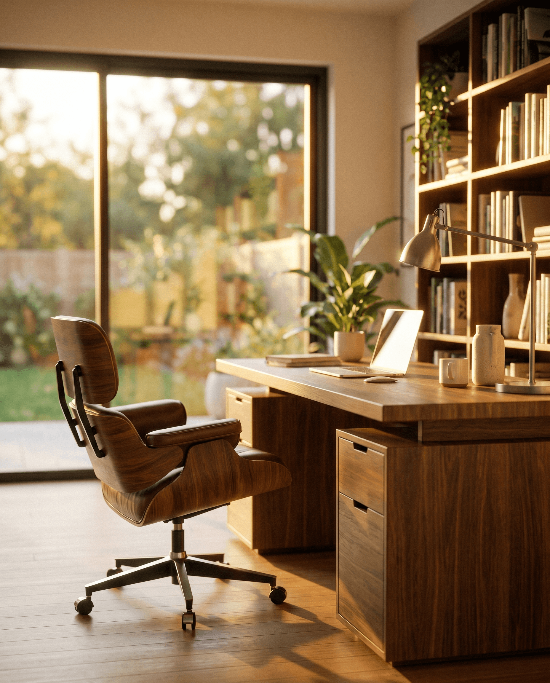 Compact home office furniture — foldable desks and ergonomic chairs